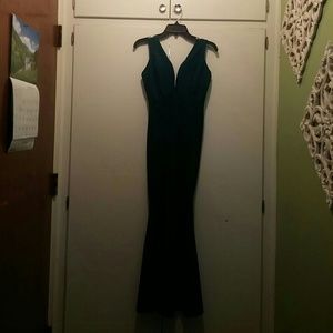 Green long evening dress